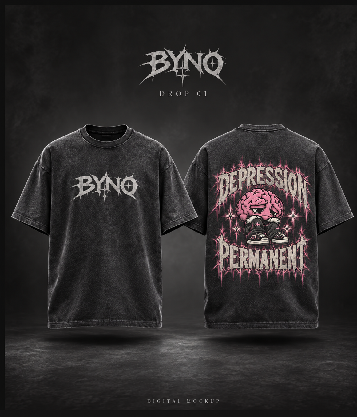 BYNO Drop 01 - Distressed Mascot Tee V2 - DTG